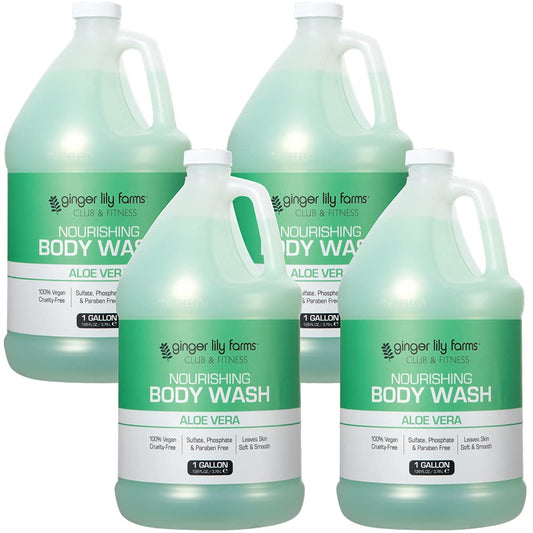 Ginger Lily Farms body wash bottle showing vegan formula for daily refreshment.