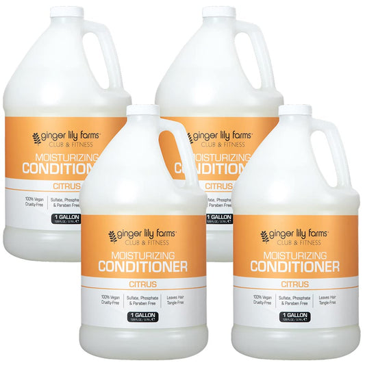 Ginger Lily Farms Club and Fitness conditioner bottle with citrus formula for silky nourished hair.