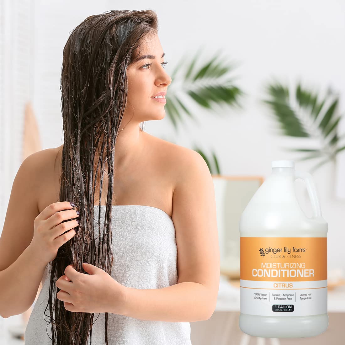 Bright citrus scent notes from Ginger Lily Farms Club and Fitness conditioner.