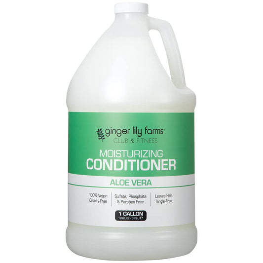 Close-up of Ginger Lily Farms conditioner label highlighting vegan, cruelty-free formula.