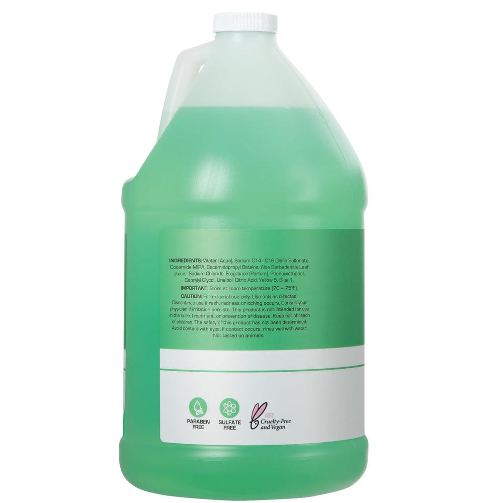 Ginger Lily Farms shampoo bottle label highlights vegan and cruelty-free formula.