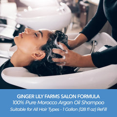 Hair being washed with Ginger Lily Farms shampoo delivering radiant, silky results.