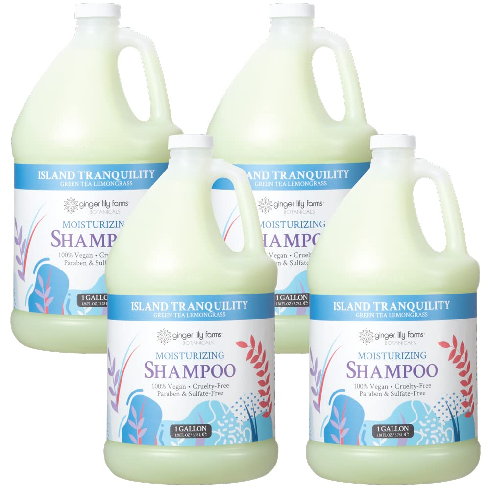 Ginger Lily Farms Island Tranquility shampoo bottle front view with calming scent