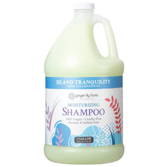 Ginger Lily Farms Island Tranquility shampoo label closeup showing ingredients