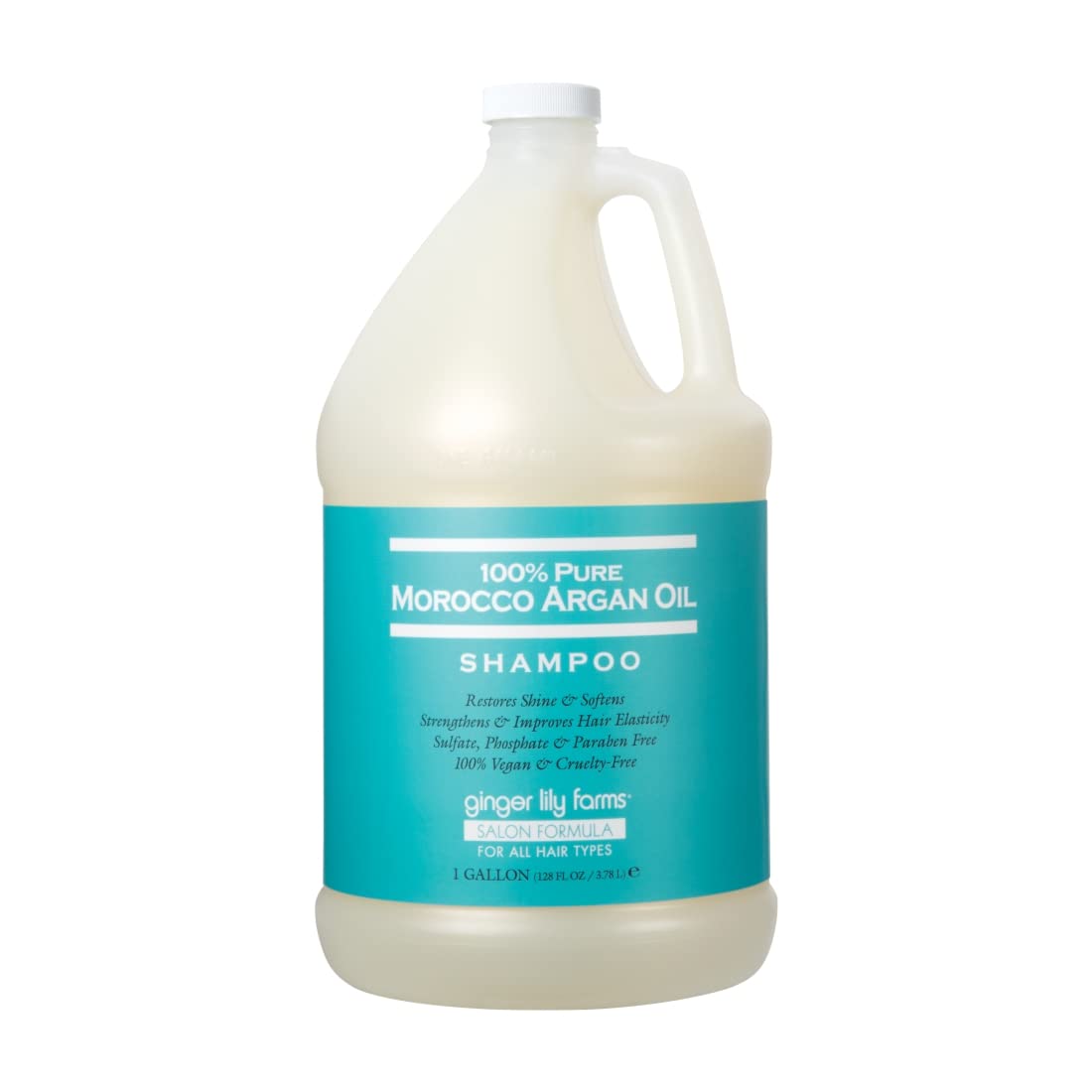 Ginger Lily Farms argan oil shampoo bottle ready for all hair types.