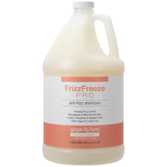 Ginger Lily Farms FrizzFreeze Pro shampoo bottle for smoother, frizz-free hair.