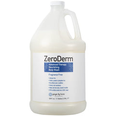 Ginger Lily Farms ZeroDerm bottle pouring a rich fragrance-free lather for daily cleansing