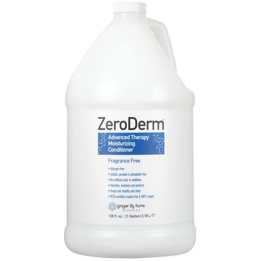 ZeroDerm conditioner bottle shows fragrance-free, allergen-free formula