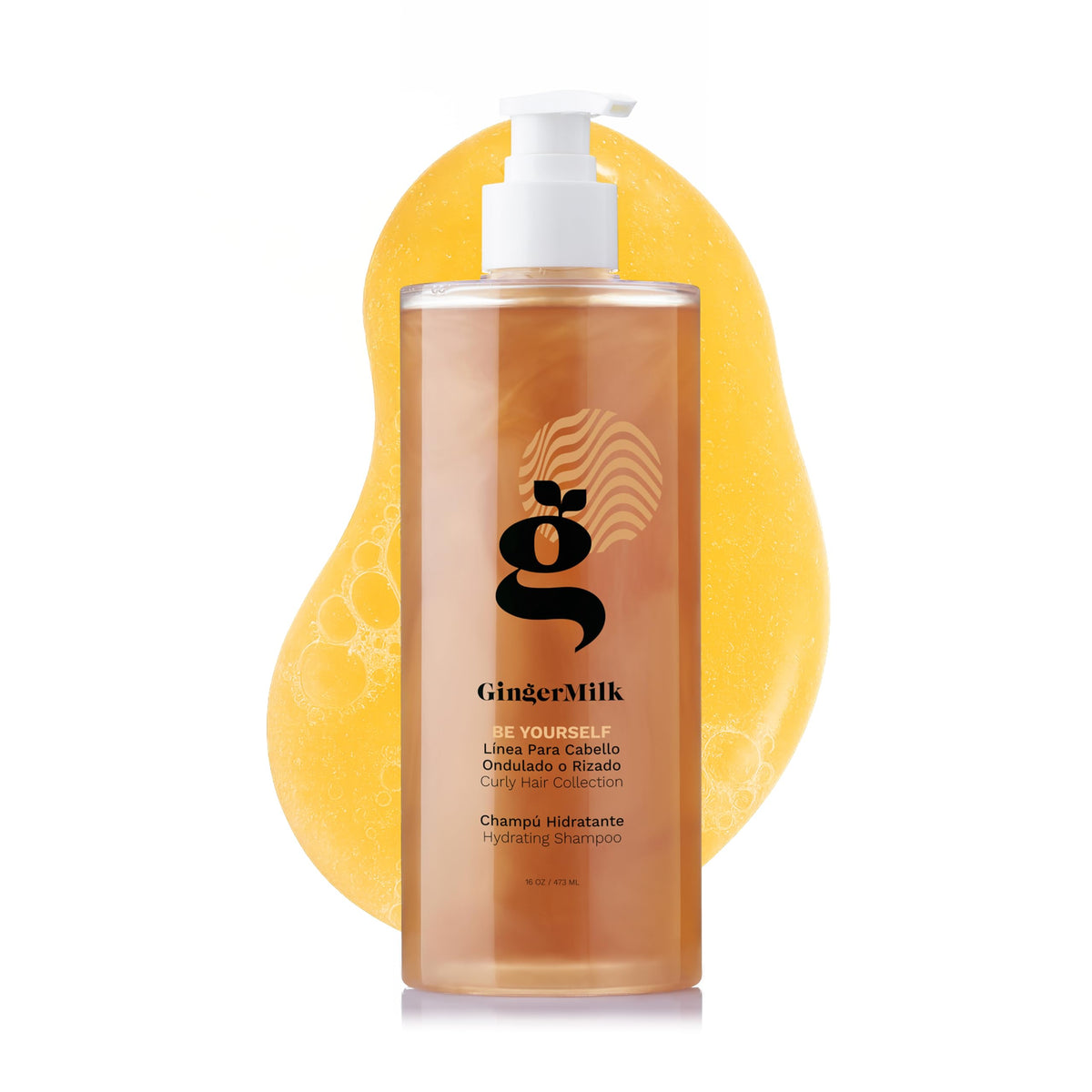 Ginger Milk Hydrating Shampoo bottle boosts defined curls.
