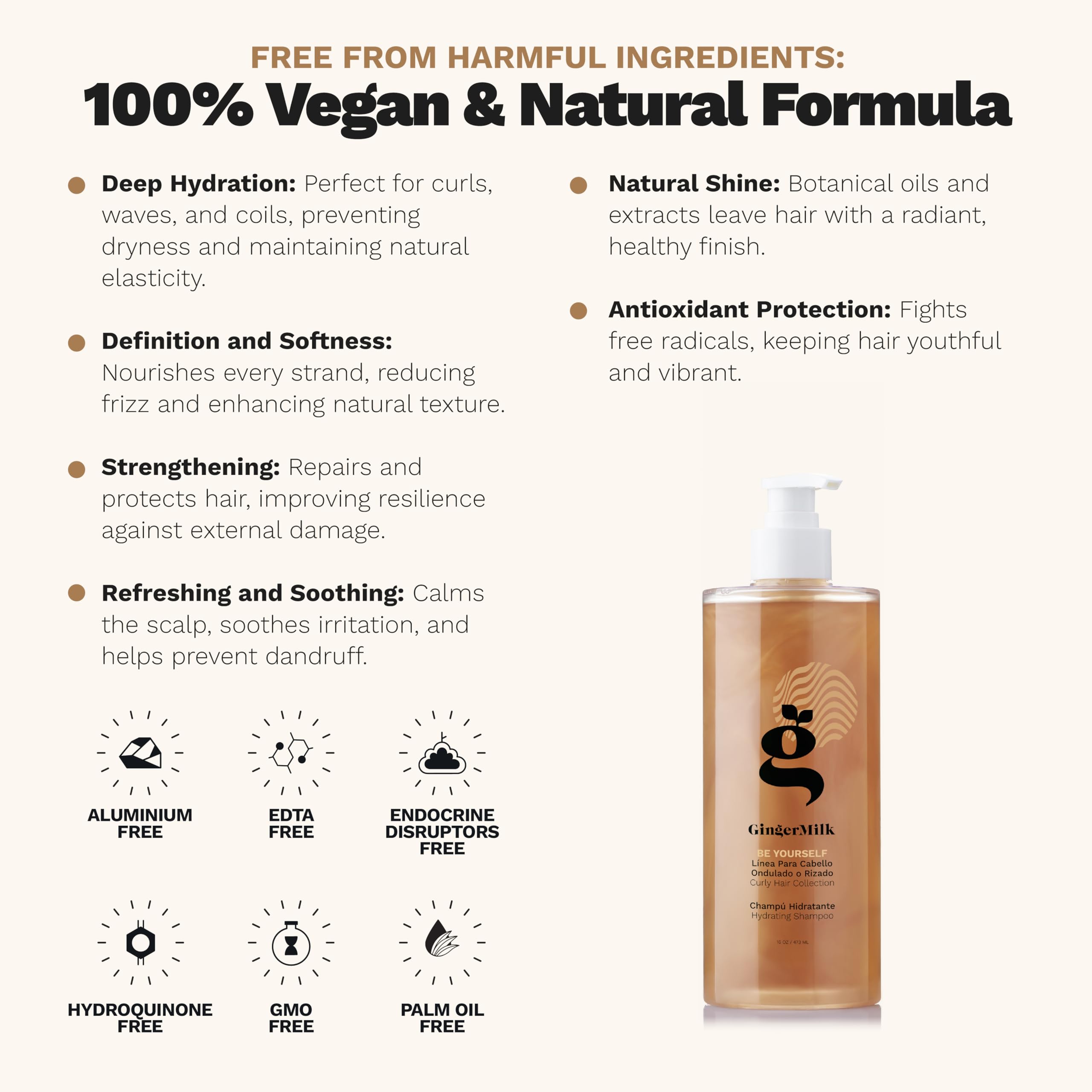 Ginger Milk Hydrating Shampoo gloss on damp curls.