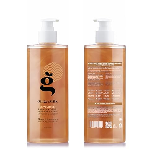Ginger Milk Hydrating Shampoo label close-up with ingredients.