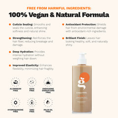 Ginger extract and grape seed oil visual highlights conditioning ingredients in Be Honest.