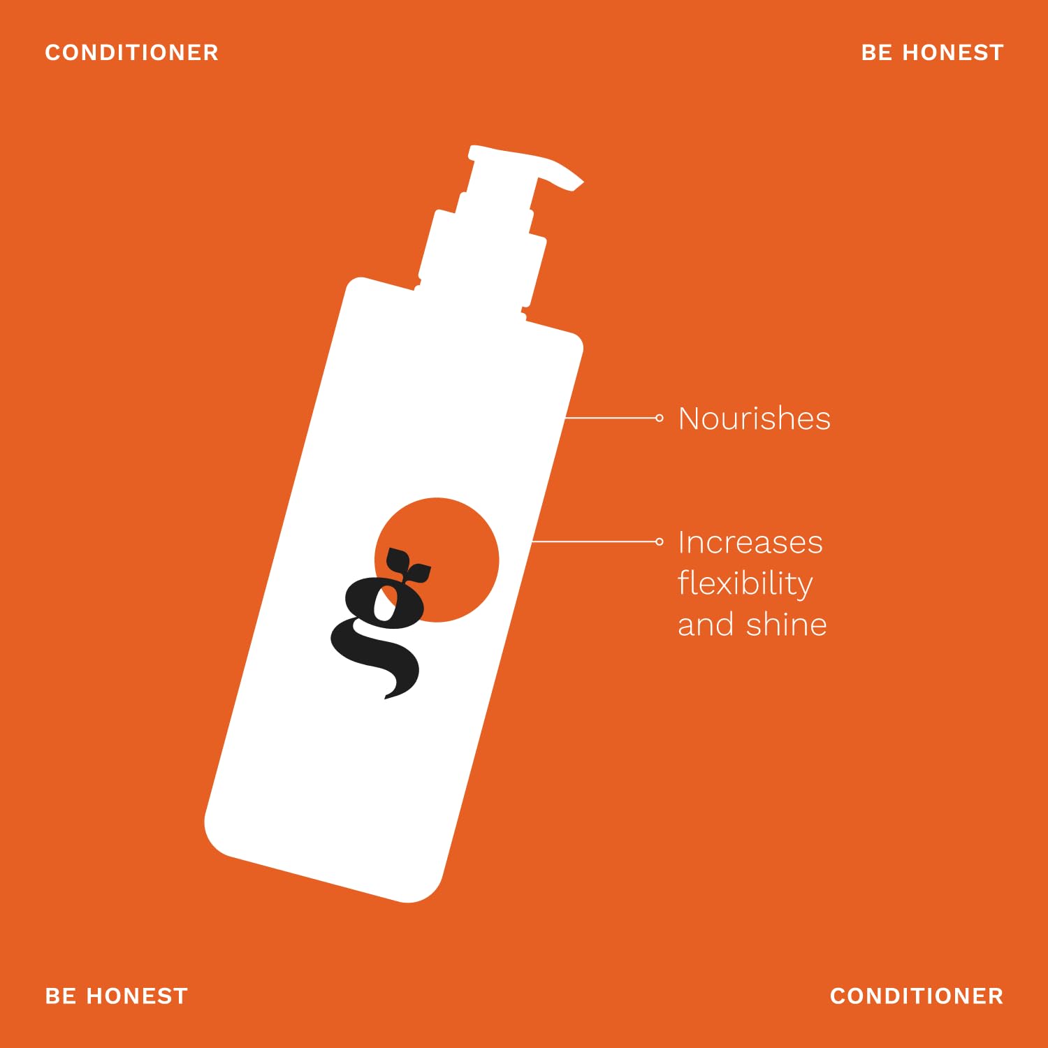Ginger Milk Be Honest bottle showing glossy, flexible hair result.