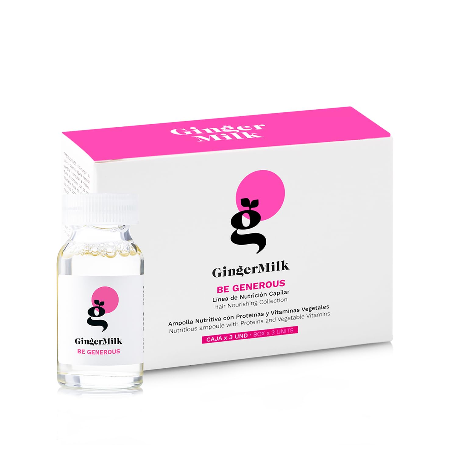Ginger Milk Nutritive Ampoule no-rinse formula supports quick daily styling.
