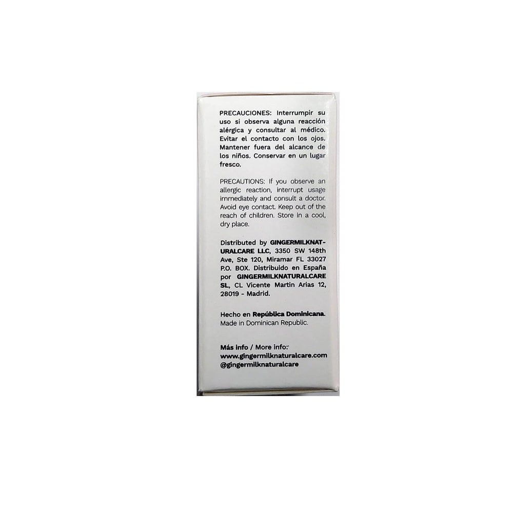 Ginger Milk Nutritive Ampoule ingredients label highlights grapeseed and provitamin B5.