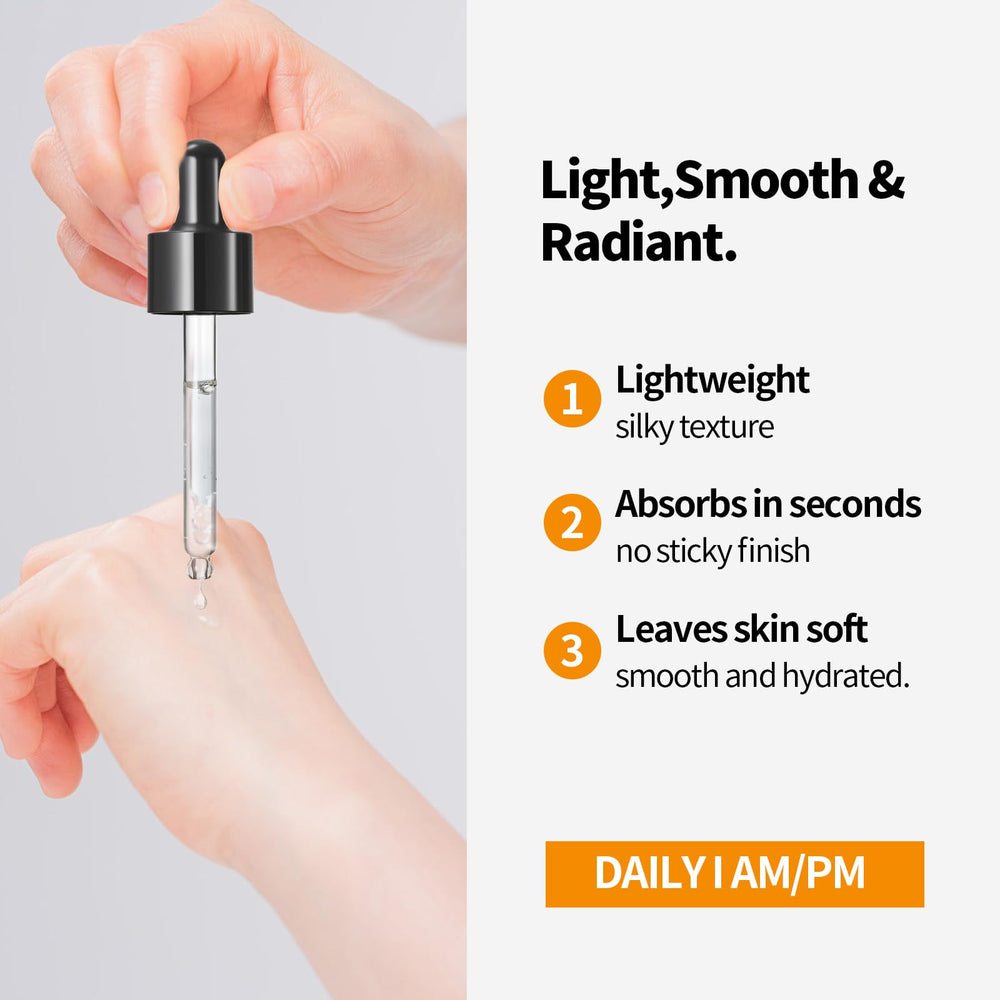 GINILOO serum applied on hand demonstrating lightweight feel benefit: visible hydration
