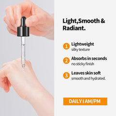 GINILOO serum applied on hand demonstrating lightweight feel benefit: visible hydration