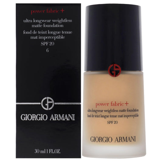 Giorgio Armani Power Fabric Plus bottle displaying sleek packaging and long wear