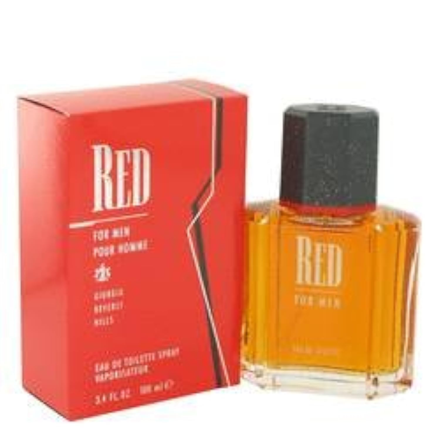 Giorgio Beverly Hills Red bottle side view showing bold masculine design