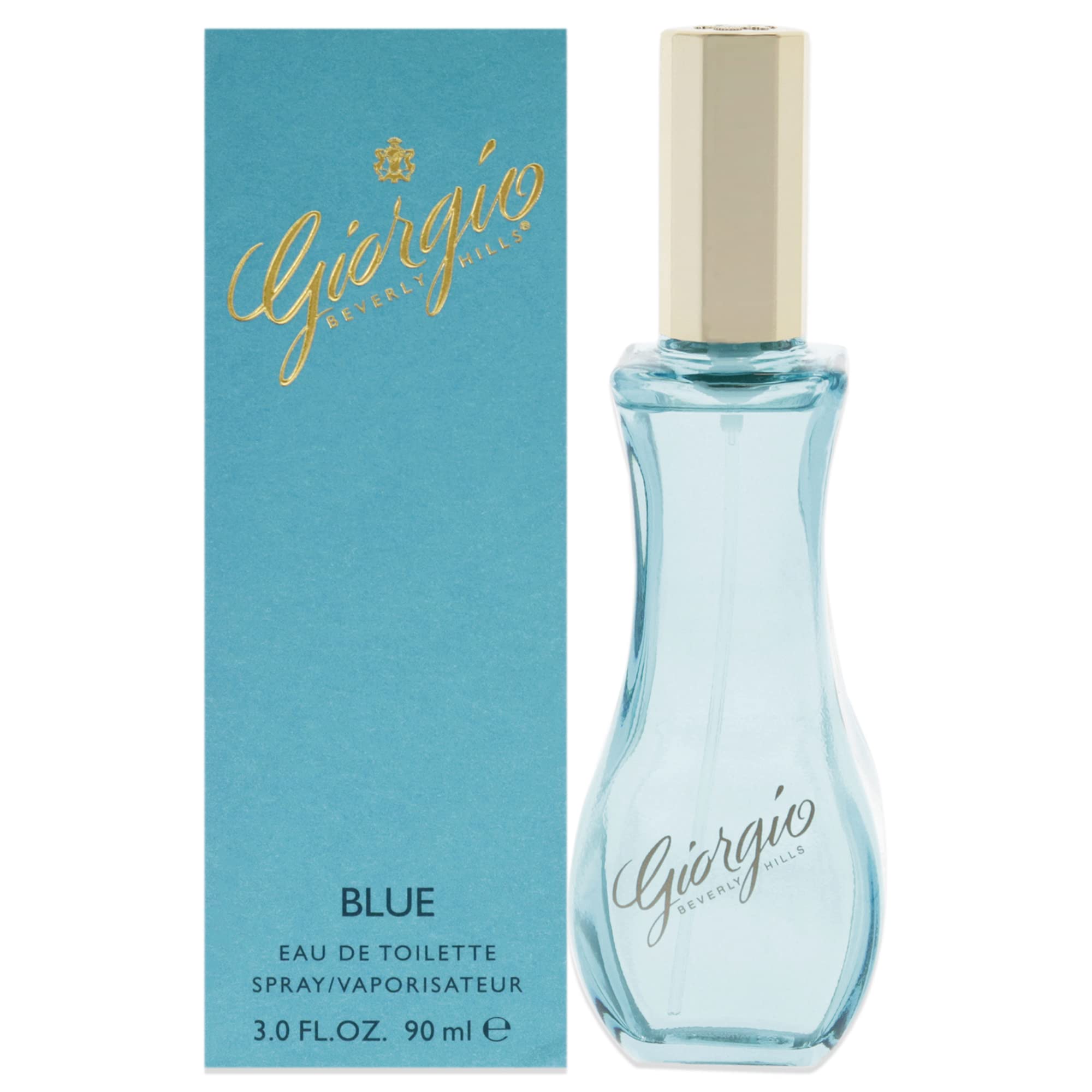 Giorgio Blue bottle front by Giorgio Beverly Hills, showcasing a fresh floral-fruity scent for spring.