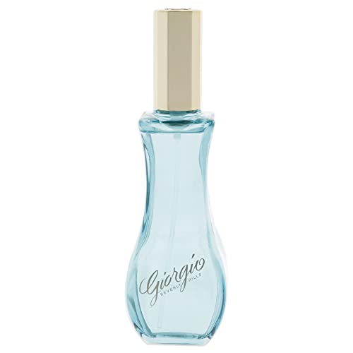 Giorgio Blue bottle cap close-up highlighting elegant packaging and daytime wear.