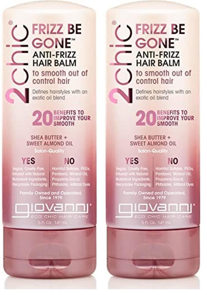 GIOVANNI 2chic Frizz Be Gone hair balm bottle—anti-frizz smoothing for sleek, manageable hair