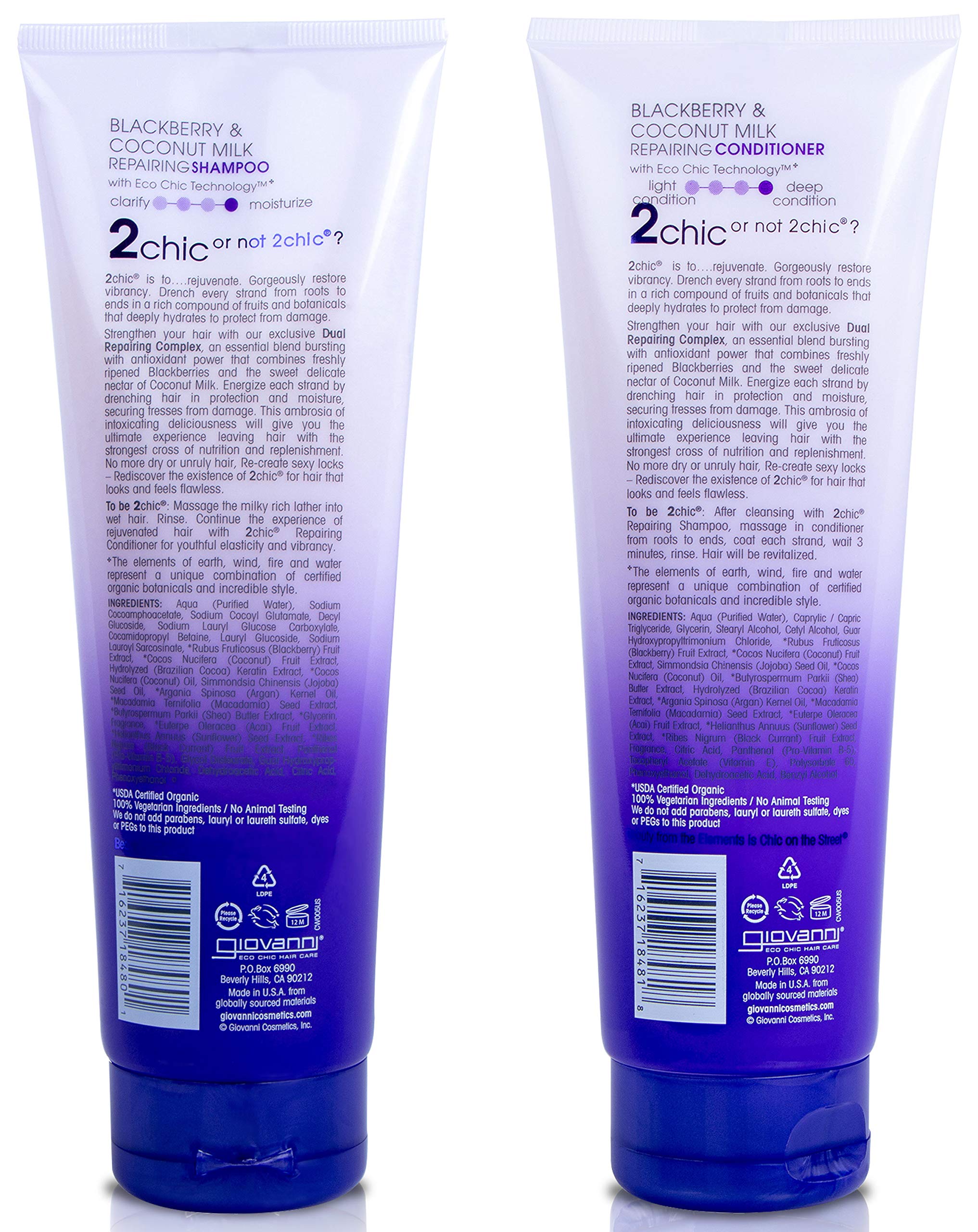 GIOVANNI 2Chic Repairing Conditioner bottle delivering smoother, stronger strands.