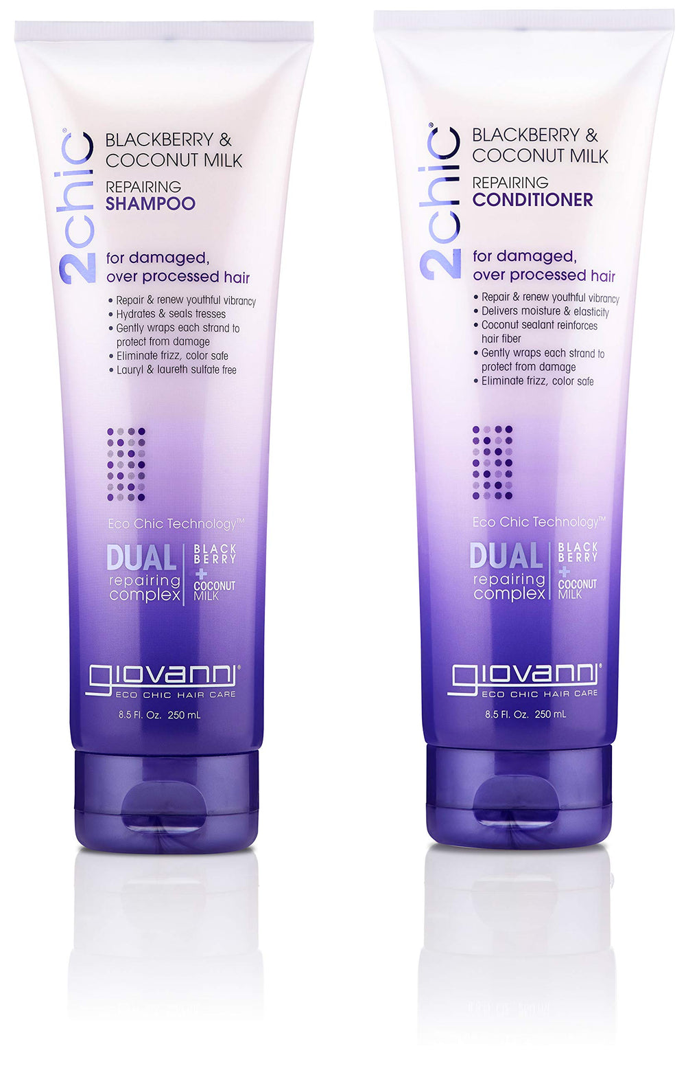 GIOVANNI 2Chic Repairing Shampoo bottle for deep hydration of damaged hair.