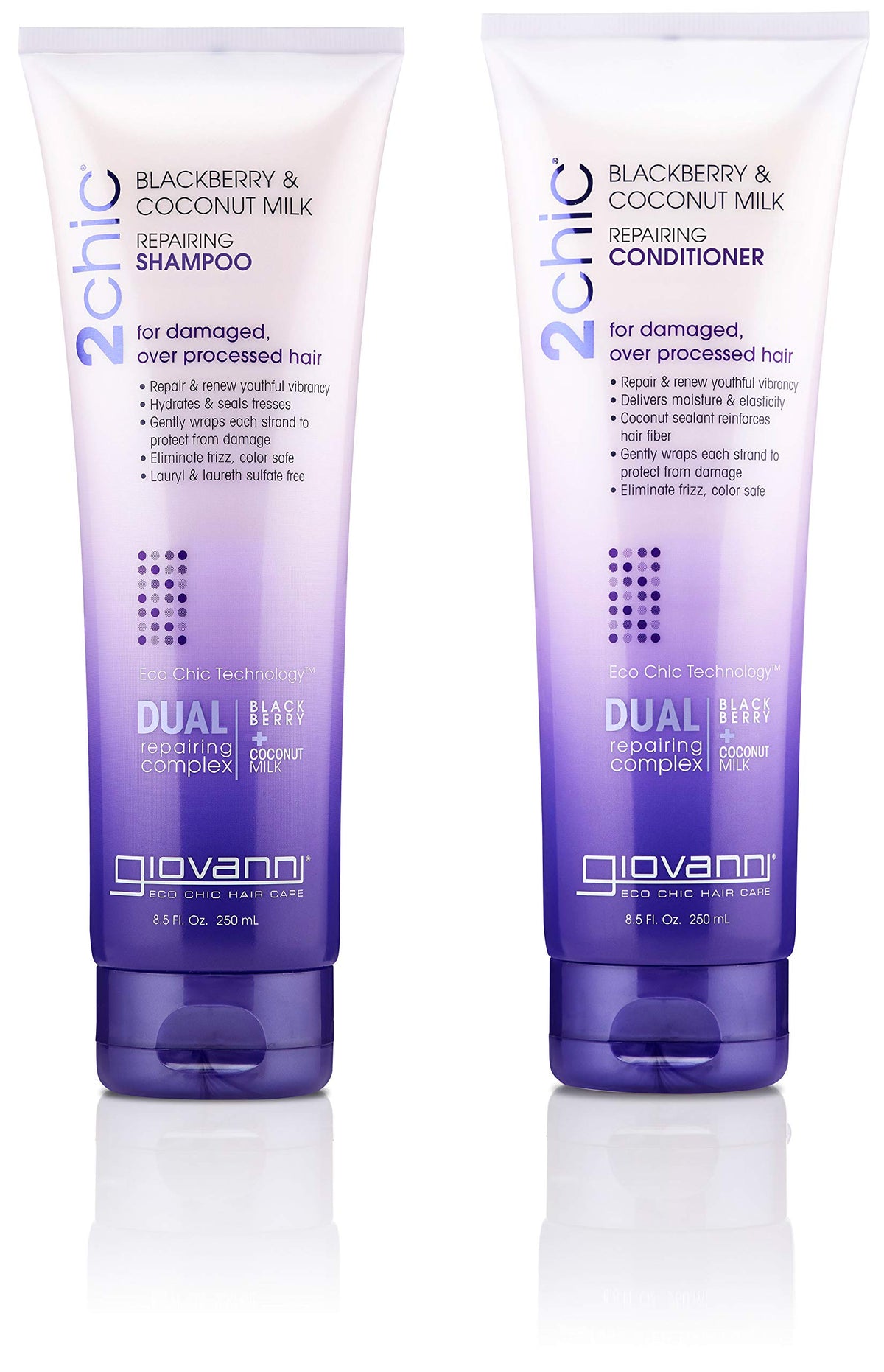GIOVANNI 2Chic Repairing Shampoo bottle for deep hydration of damaged hair.
