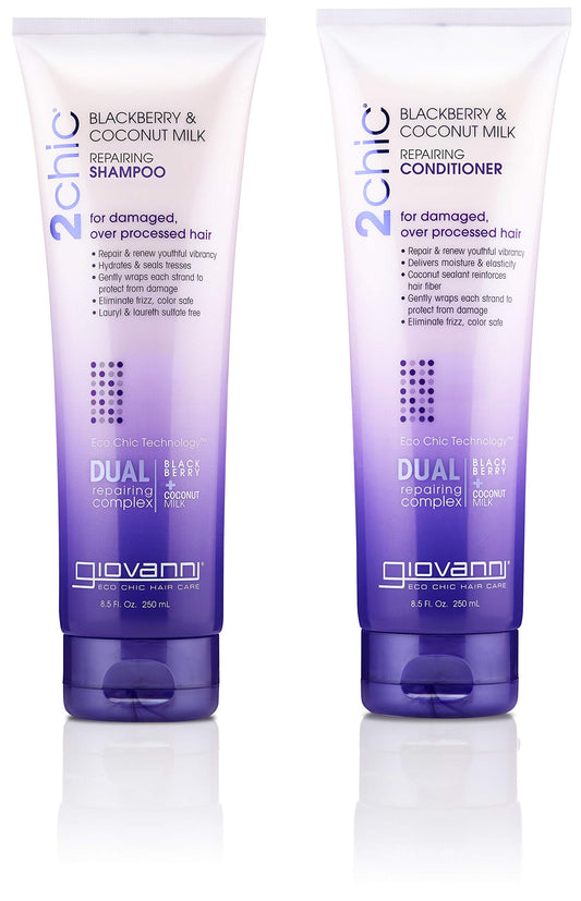 GIOVANNI 2Chic Repairing Shampoo bottle for deep hydration of damaged hair.