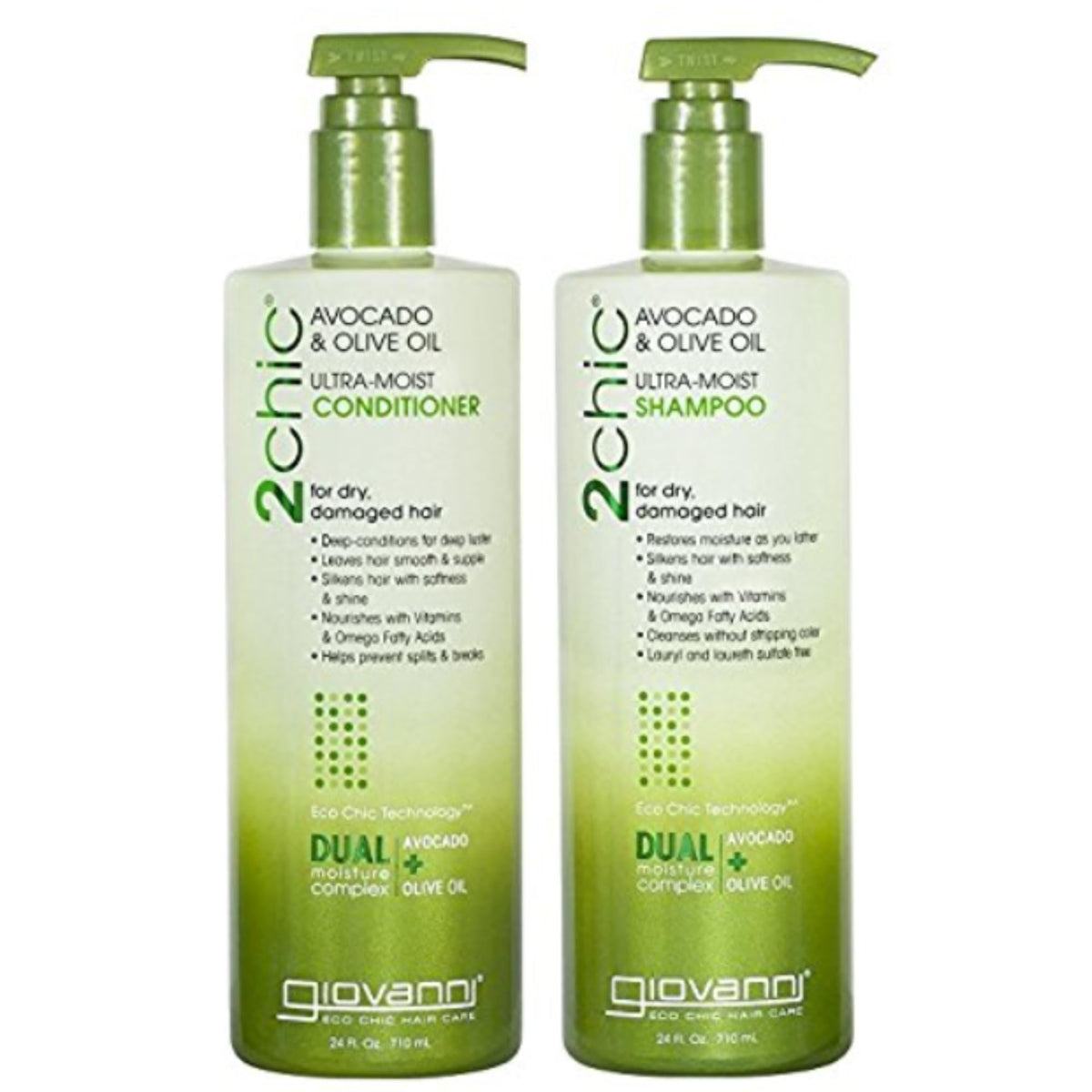 Giovanni 2Chic Ultra-Moist avocado shampoo bottle delivers lasting moisture.