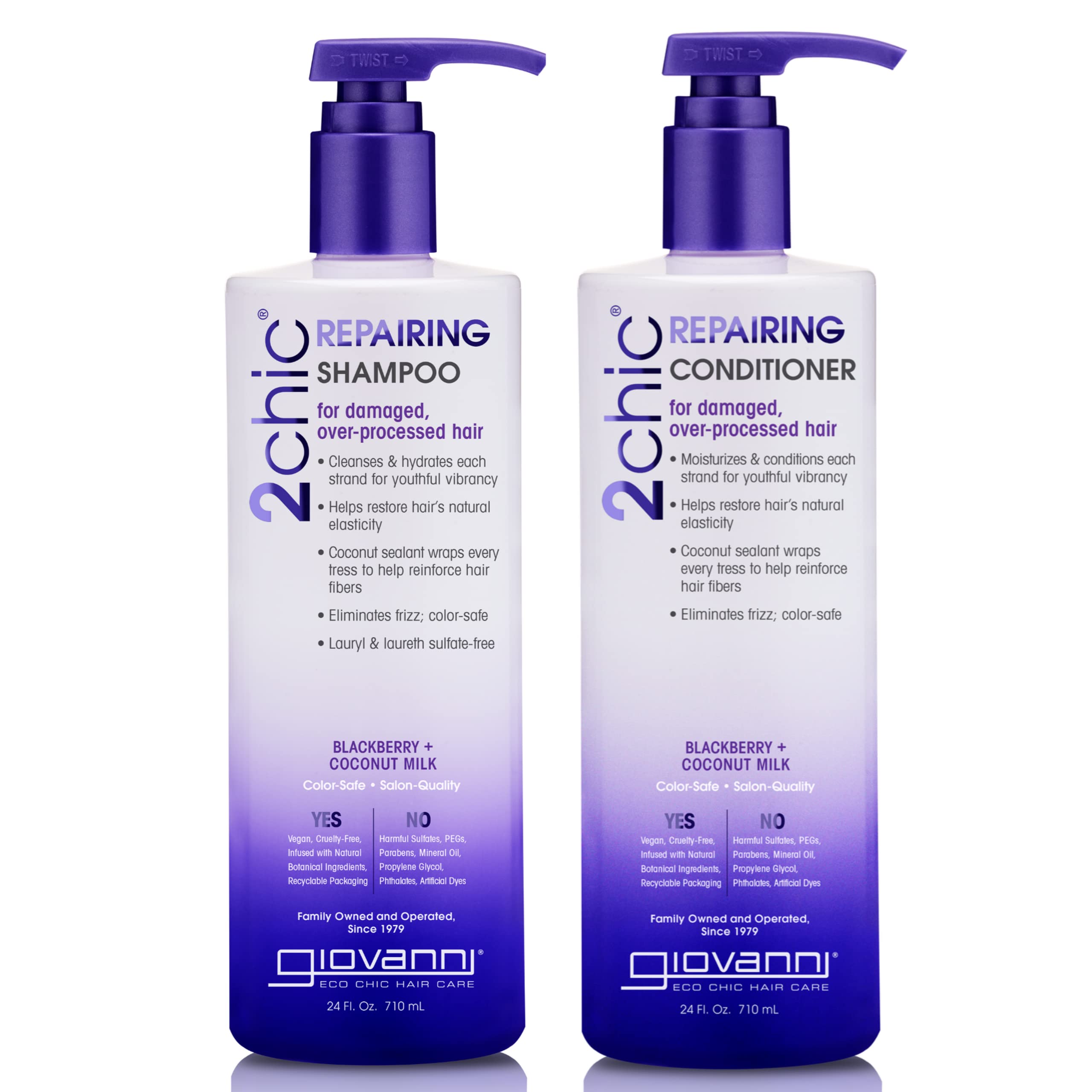 GIOVANNI 2chic Ultra-Repairing Shampoo bottle highlights a hydrating formula for damaged hair