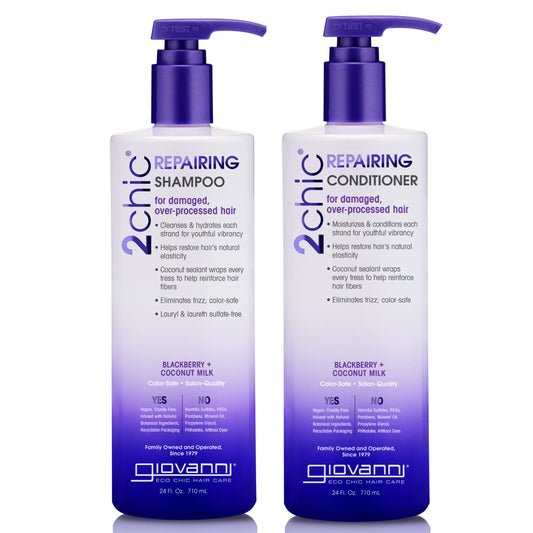 GIOVANNI 2chic Ultra-Repairing Shampoo bottle highlights a hydrating formula for damaged hair
