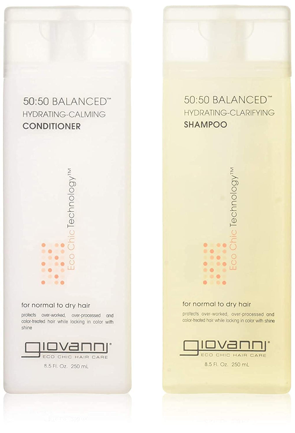 Giovanni 50-50 Hydrating Shampoo bottle showing sulfate-free formula for dry color-treated hair