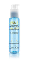 GIOVANNI Biotin & Collagen serum bottle delivers frizz control and radiant shine.