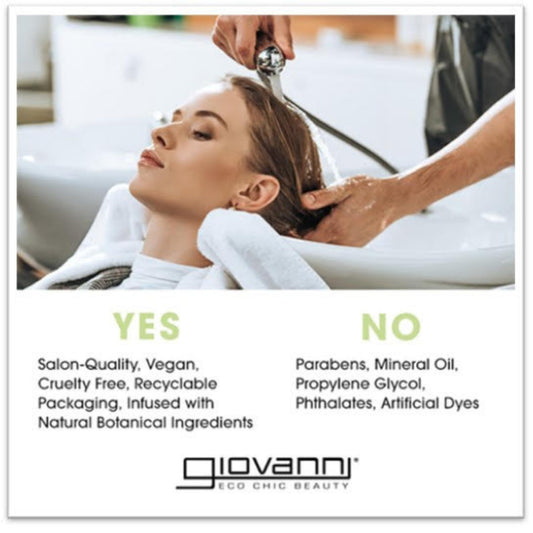 GIOVANNI Biotin & Collagen serum frizz-control close-up on bottle.