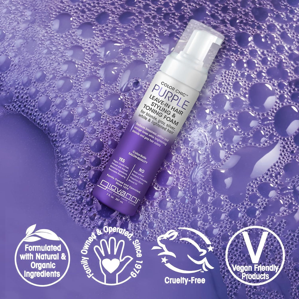Giovanni Color Chic Purple Leave-In foam nourishes with argan and aloe for softness