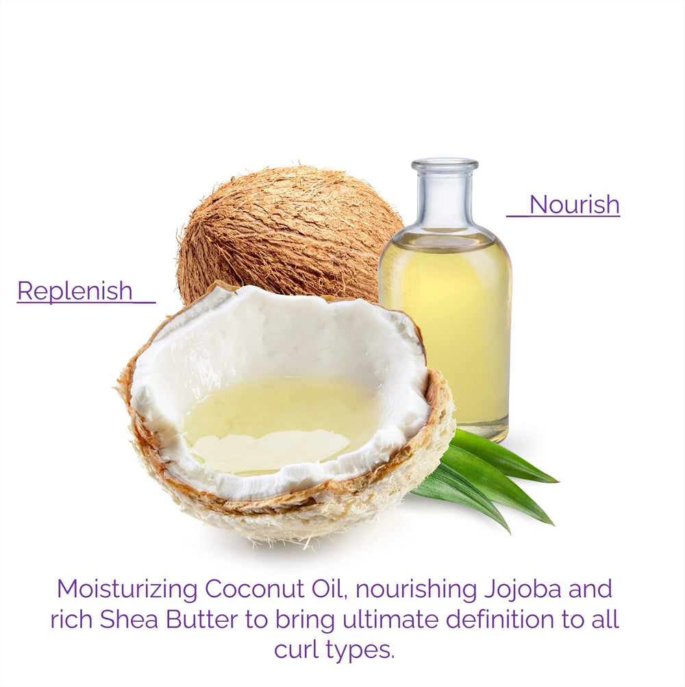 GIOVANNI Curl Habit Defining Cream bottle closeup highlighting lightweight frizz control