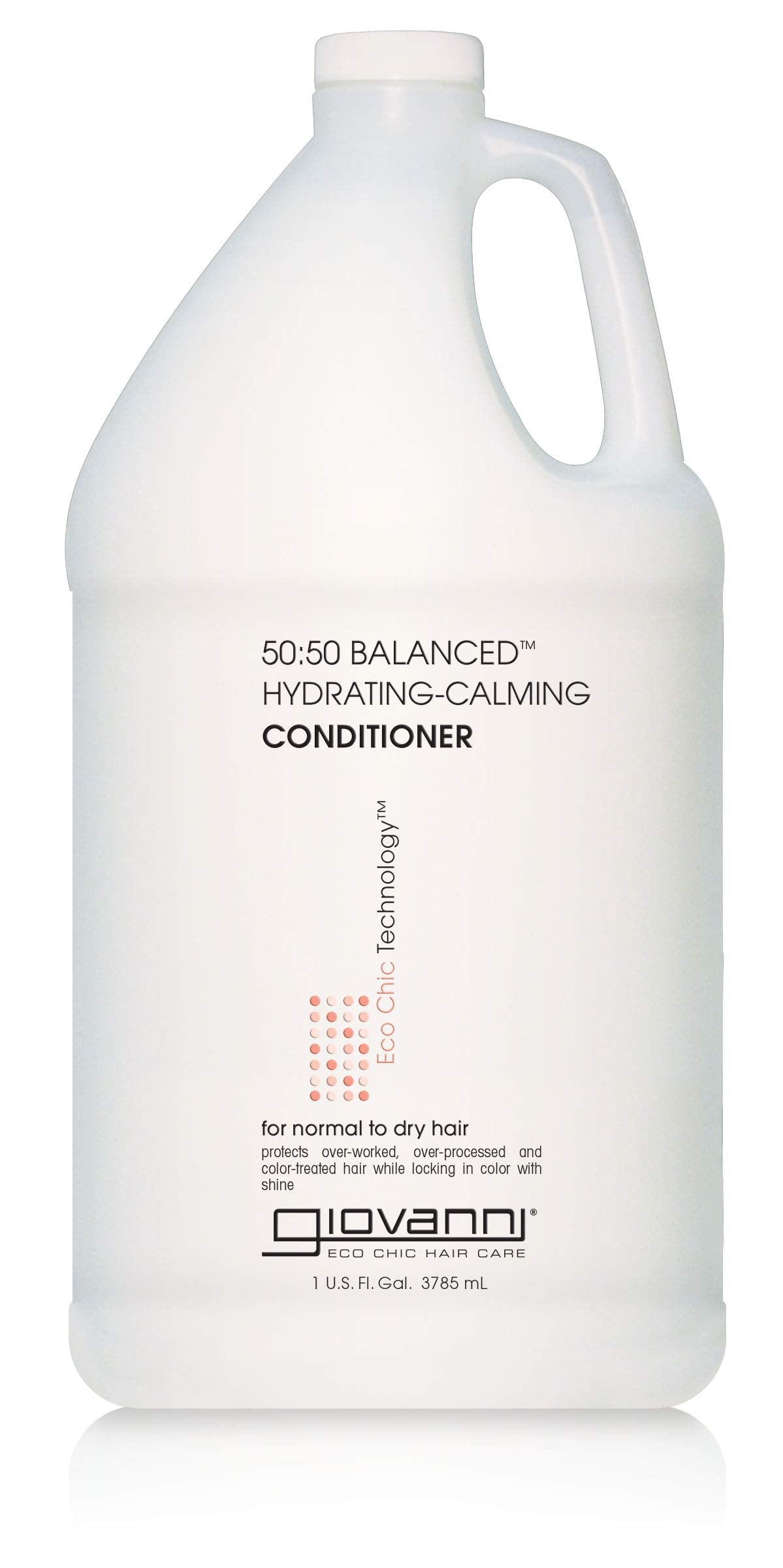 GIOVANNI Eco Chic 50:50 conditioner bottle shows balanced hydration for color-safe care.