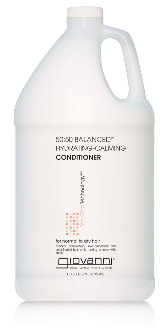 GIOVANNI Eco Chic 50:50 conditioner bottle shows balanced hydration for color-safe care.