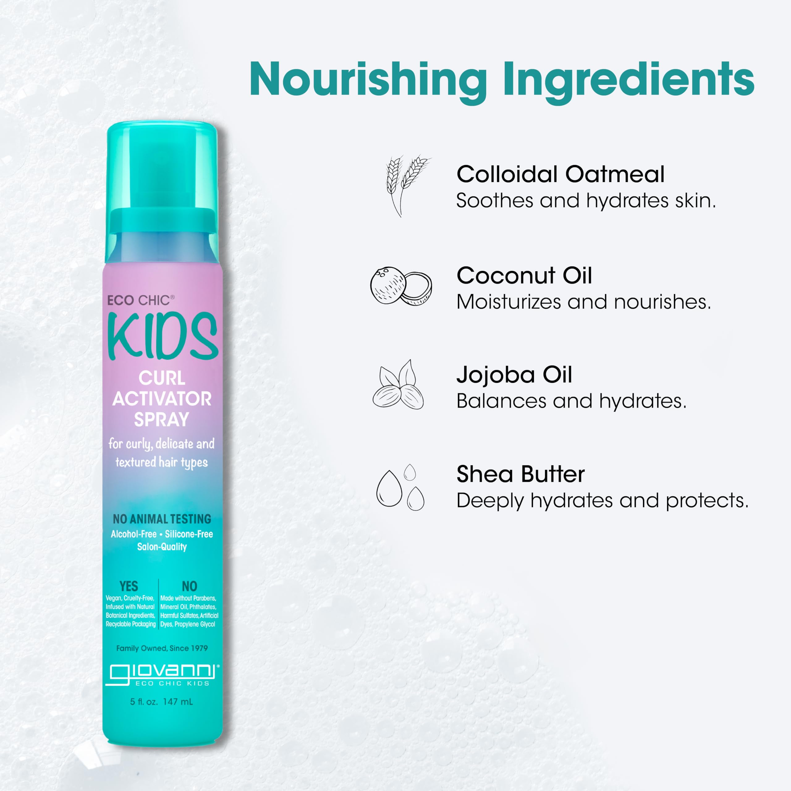Giovanni Eco Chic Kids Curl Activator Spray mist provides flexible hold and frizz control