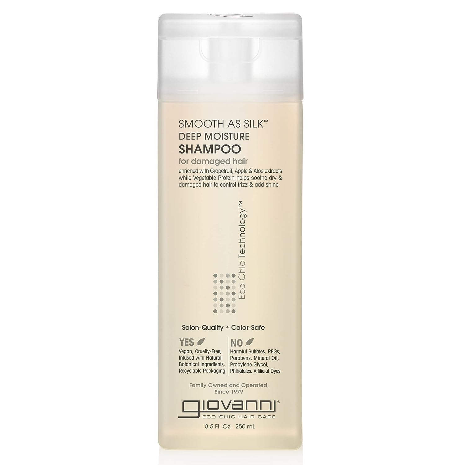 Giovanni Eco Chic Smooth as Silk shampoo bottle front showing premium packaging for everyday use
