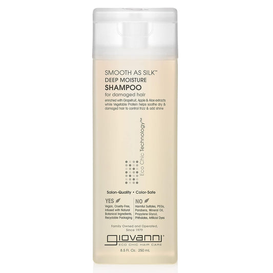 Giovanni Eco Chic Smooth as Silk shampoo bottle front showing premium packaging for everyday use