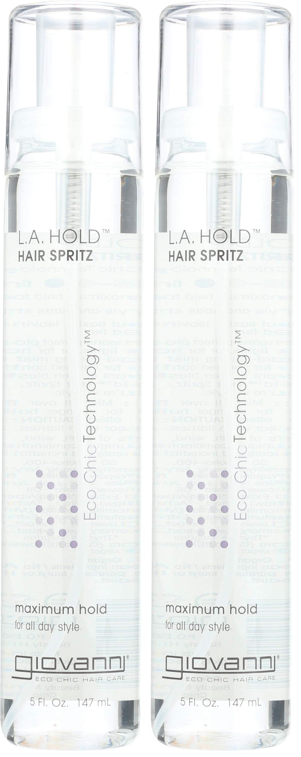 GIOVANNI L.A. Hold Hair Spritz bottle enabling maximum hold for a polished, finished style.