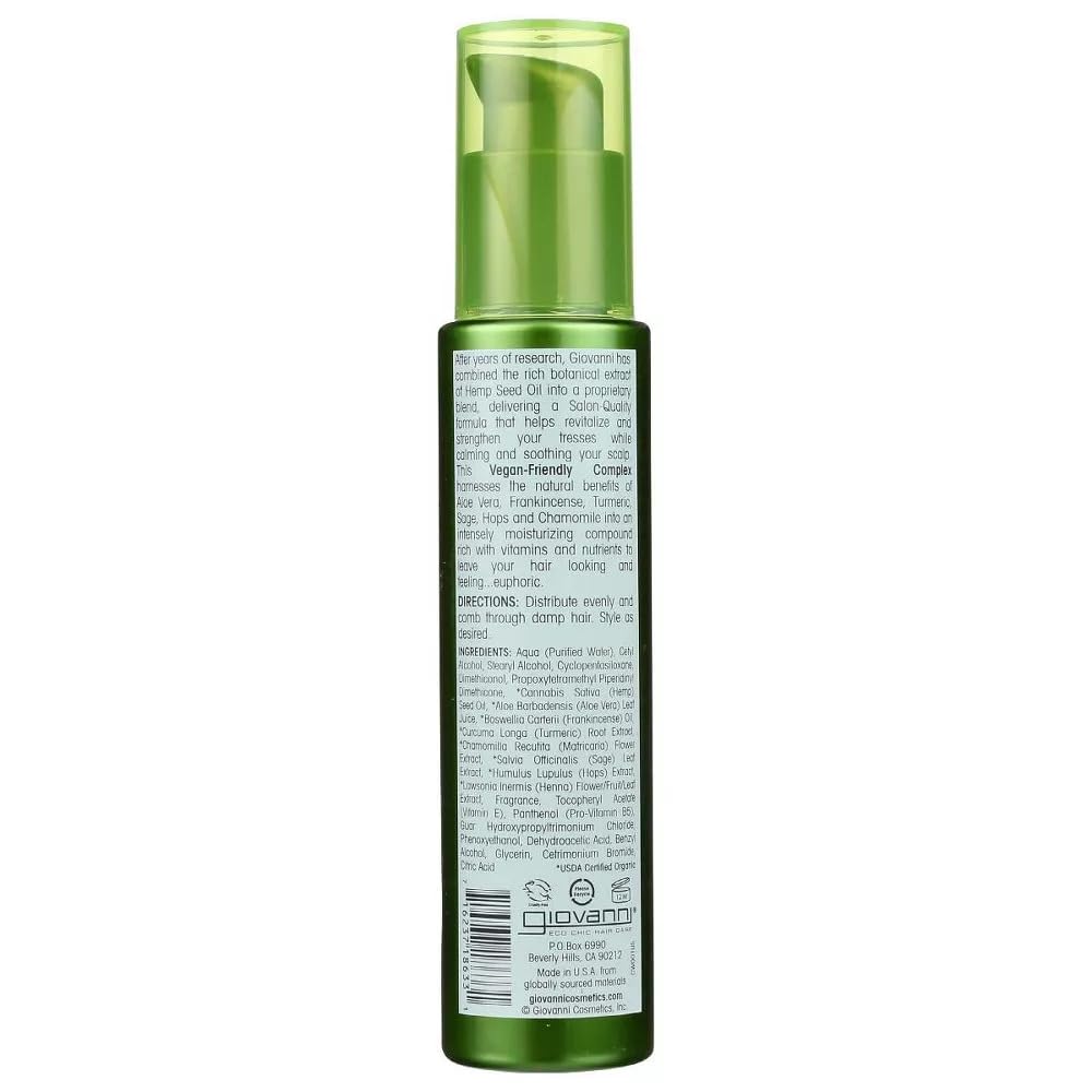 GIOVANNI leave-in conditioner dispense showing easy application for frizz control