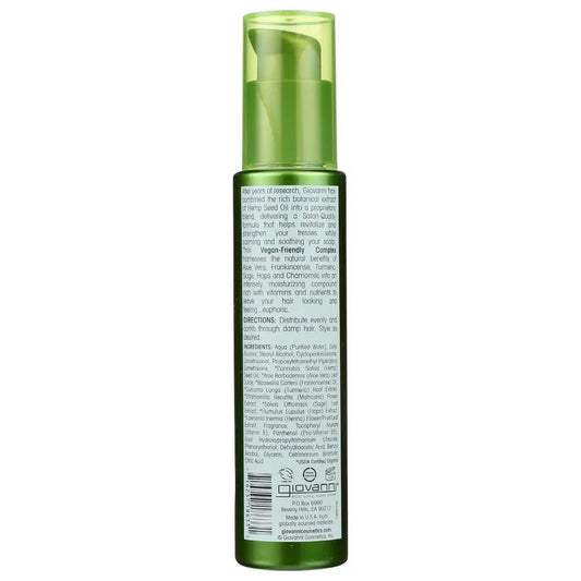 GIOVANNI leave-in conditioner dispense showing easy application for frizz control