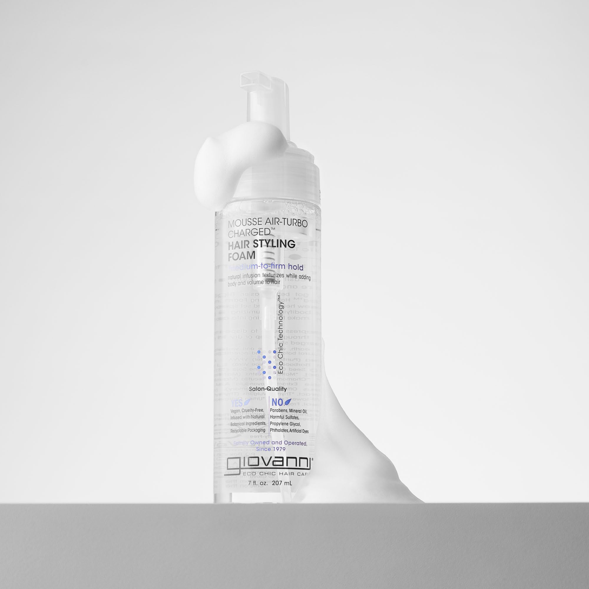 GIOVANNI Mousse texture-adding foam enhances wave texture without heaviness.