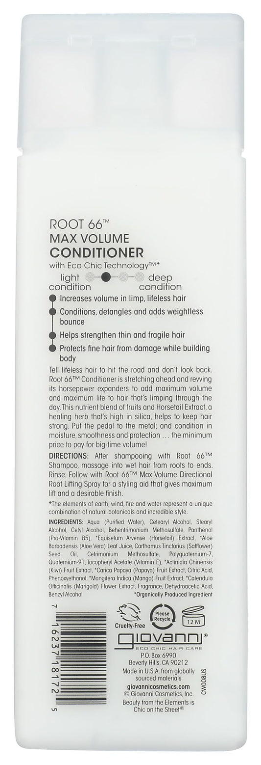 Close up of Giovanni conditioner label showing natural ingredients and color safe promise