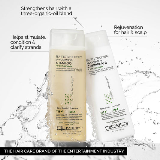 GIOVANNI Tea Tree Triple Threat conditioner bottle for smoothing and detangling hair