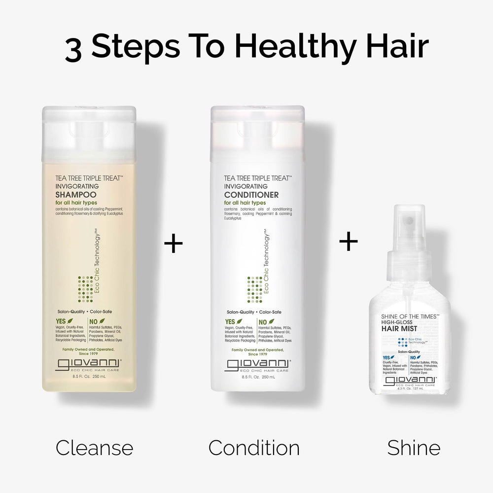 GIOVANNI Tea Tree Triple Threat recyclable packaging promotes eco friendly hair care